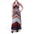 MISSONI MULTICOLOURED WRAP EFFECT CROCHET-KNIT HALTER MAXI DRESS - SIZE 40