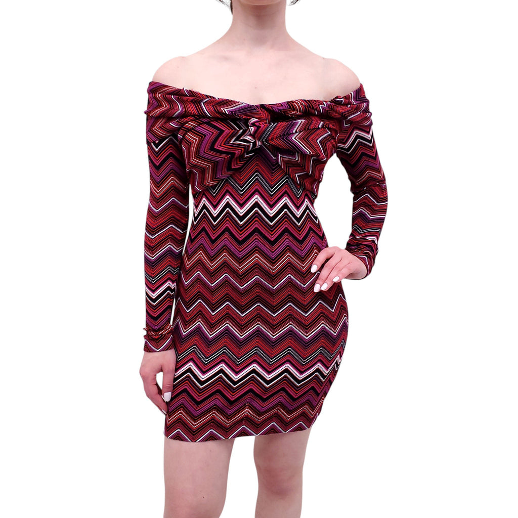 MISSONI BURGUNDY CHEVRON PATTERNED DRESS - SIZE 40
