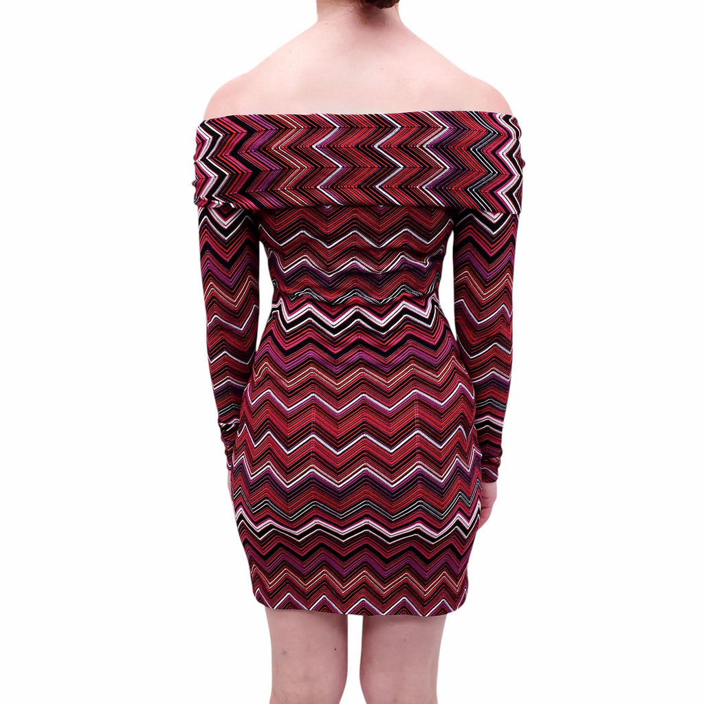 MISSONI BURGUNDY CHEVRON PATTERNED DRESS - SIZE 40