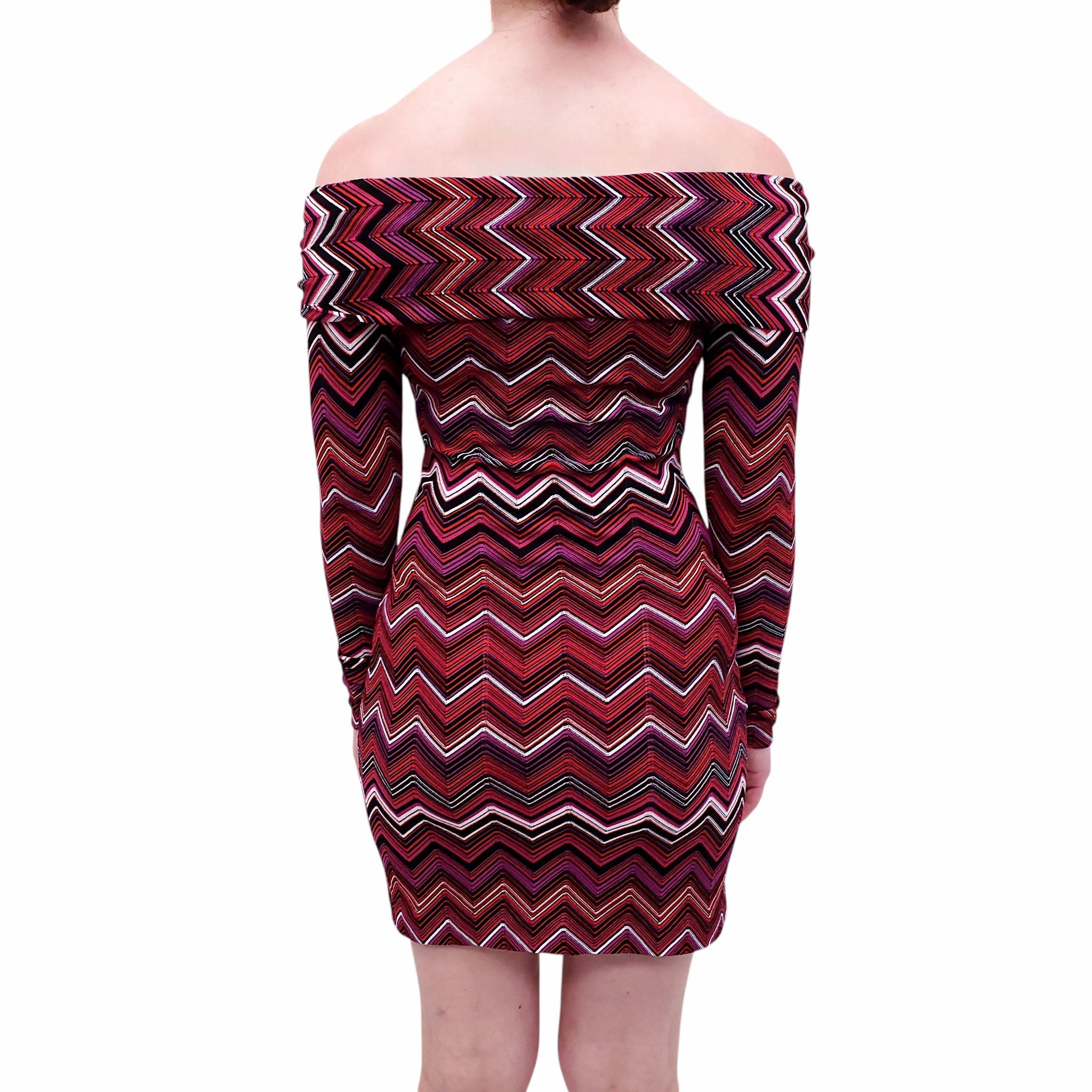 MISSONI BURGUNDY CHEVRON PATTERNED DRESS - SIZE 40
