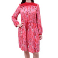 VALENTINO PINK LIPSTICK PATTERNED SILK CREPE DRESS - SIZE 44