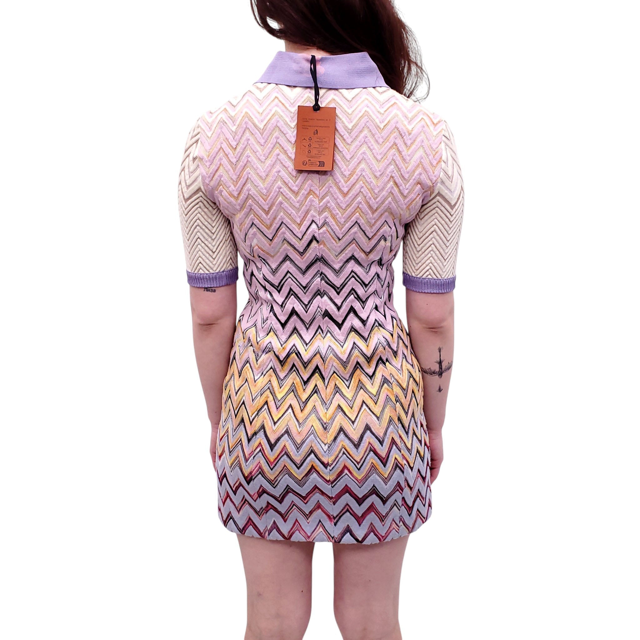 MISSONI LAVENDER CHEVRON POLO DRESS - SIZE 38