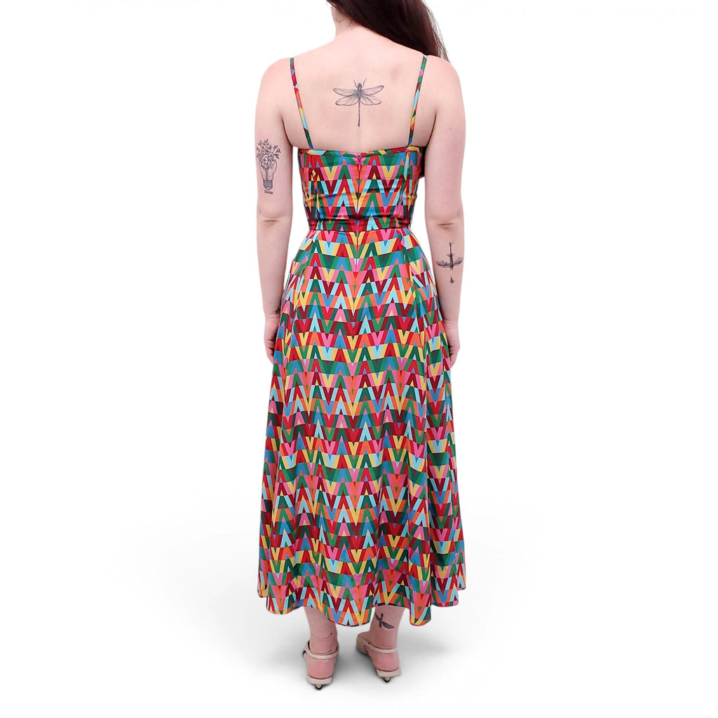 VALENTINO MULTICOLOURED LOGO PATTERNED DRESS - SIZE 36