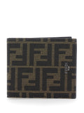 Fendi Men Brown And Tobacco Leather Bi-Fold Wallet With Fendi Roma Lettering For Men