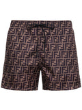 Fendi Men Ff Fabric Brown Swim Shorts For Men