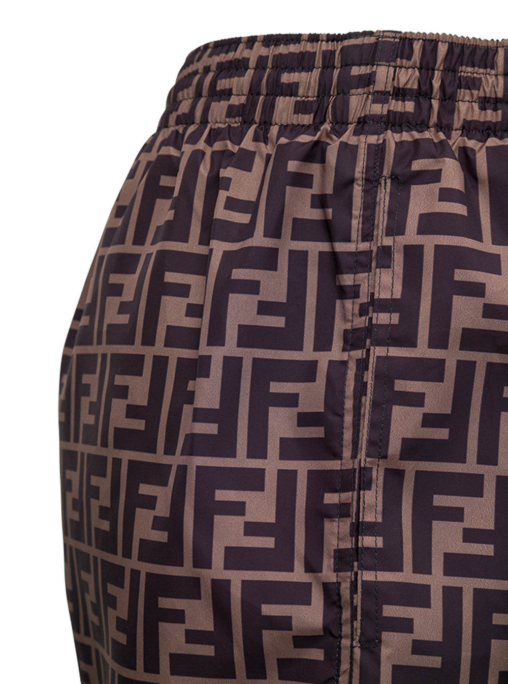 Fendi Men Ff Fabric Brown Swim Shorts For Men