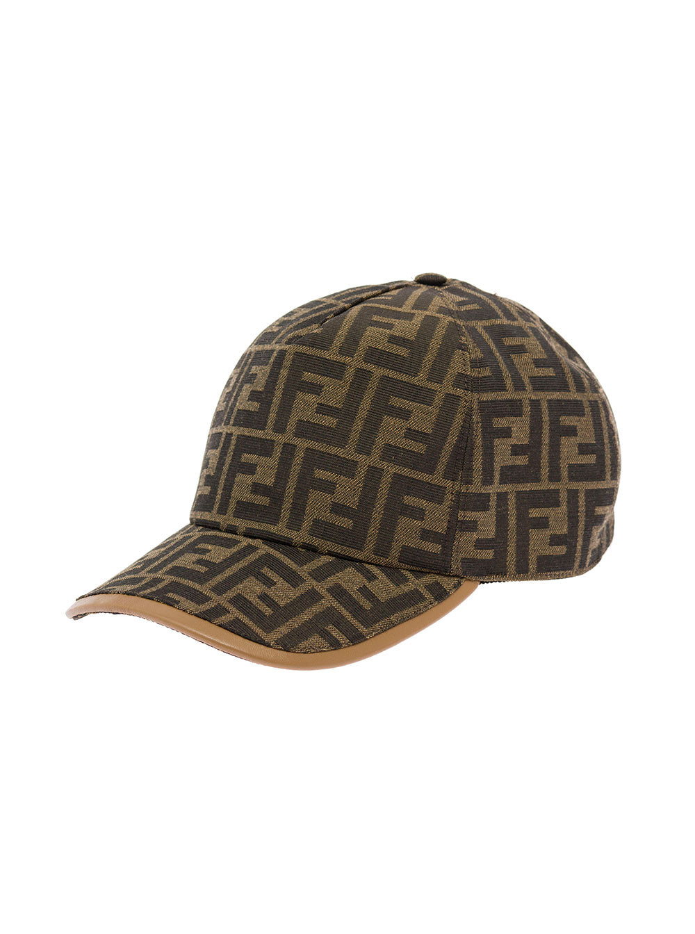 Fendi Men Baseball Hat With Ff All-Over Motif In Cotton Blend Brown Men