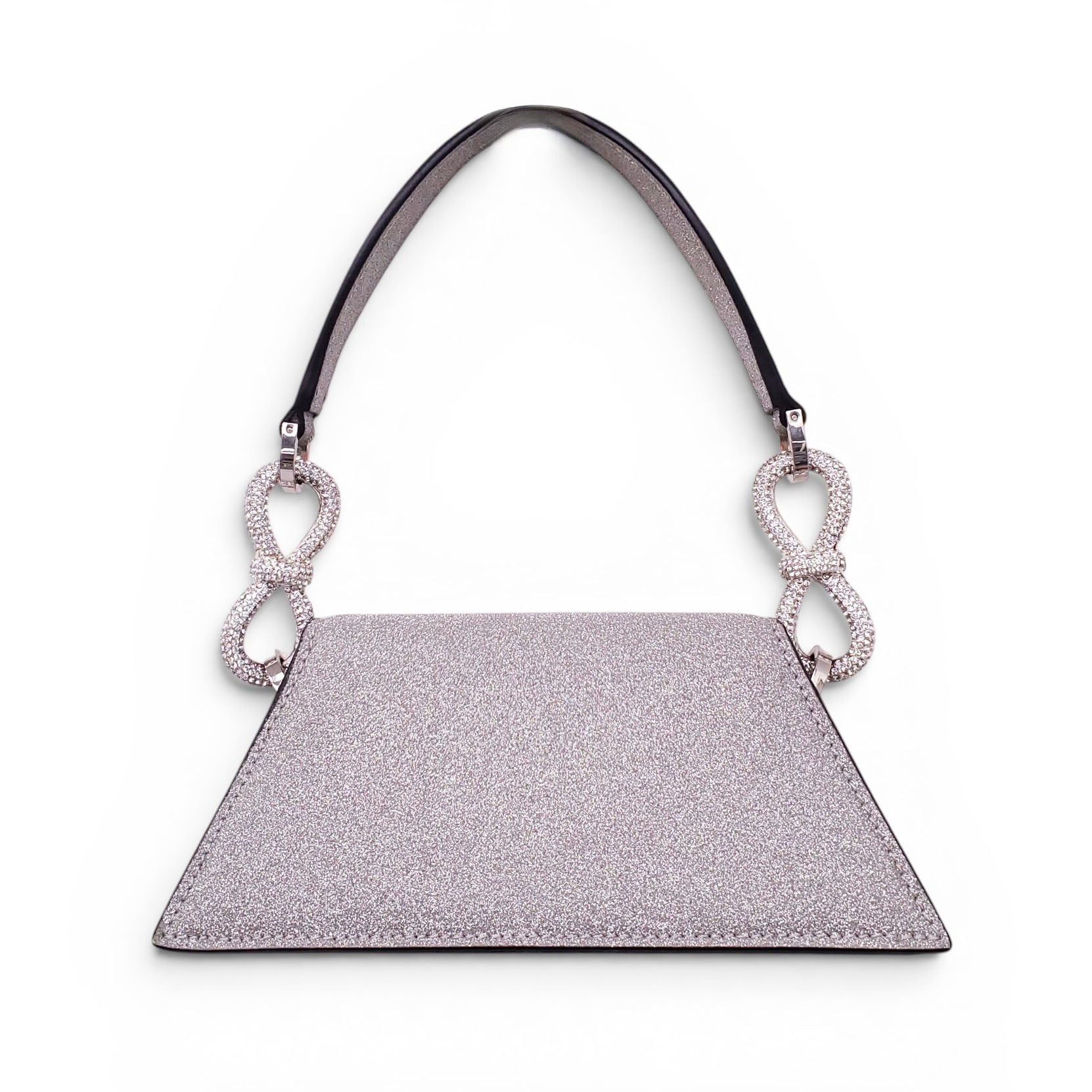 MACH & MACH SILVER SPARKLY BOW MINI BAG