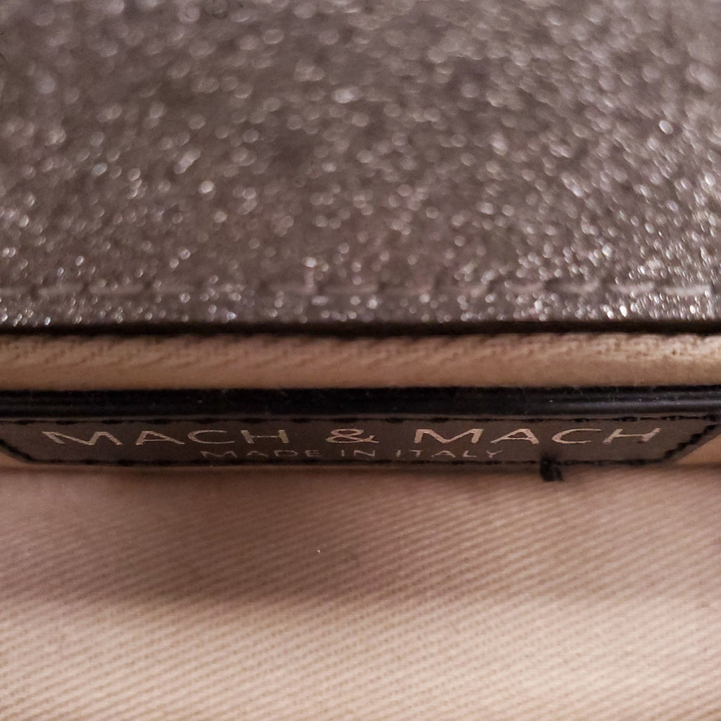 MACH & MACH SILVER SPARKLY BOW MINI BAG