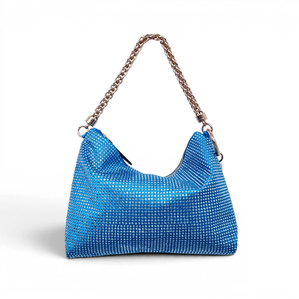 JIMMY CHOO BLUE 'CALLIE' CRYSTAL EMBELLISHED POUCH