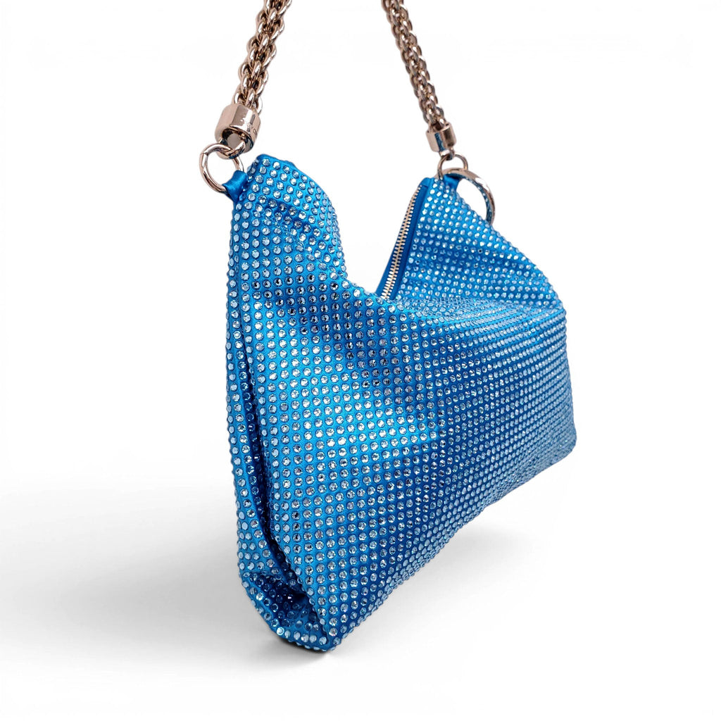 JIMMY CHOO BLUE 'CALLIE' CRYSTAL EMBELLISHED POUCH