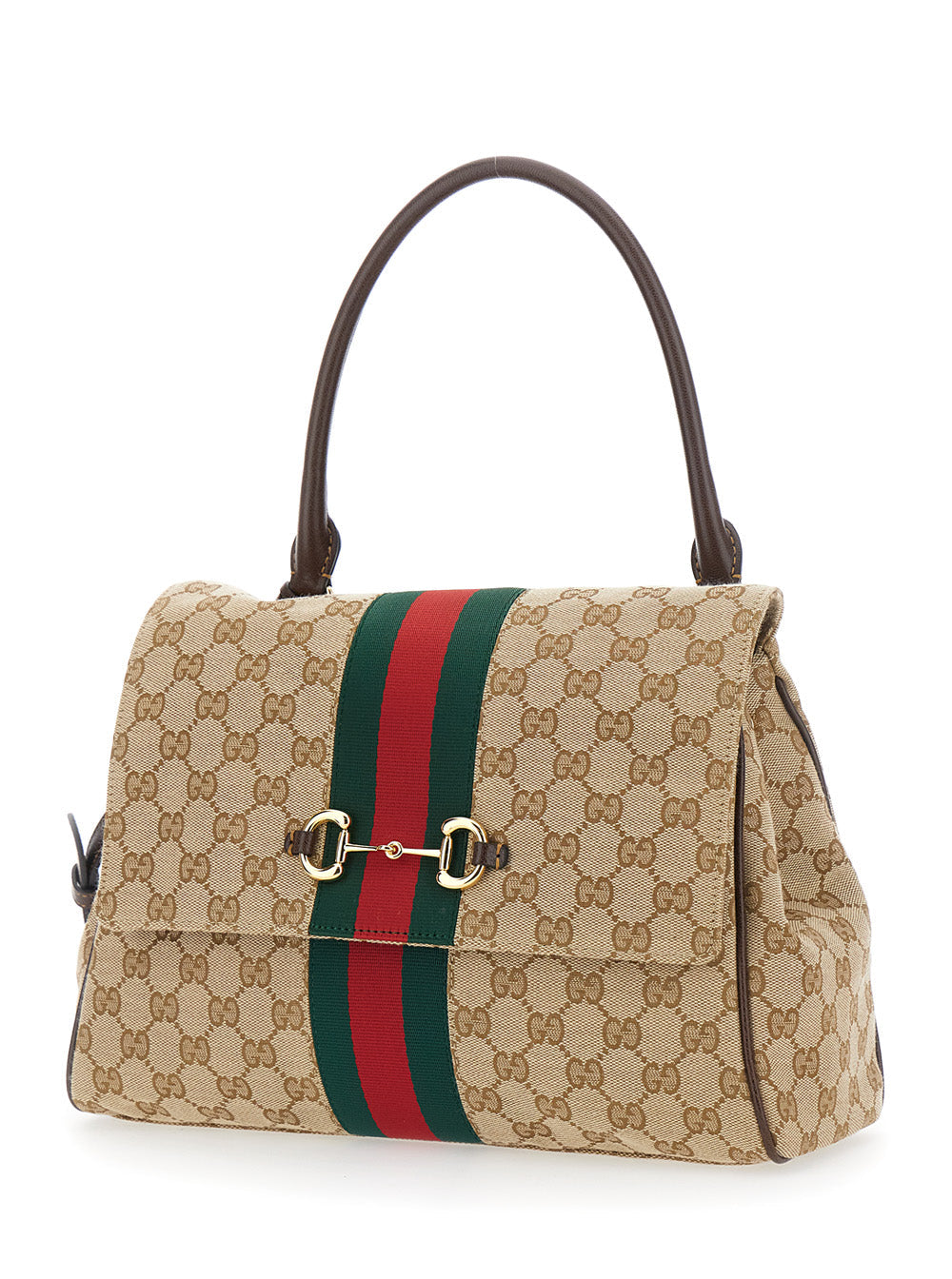 Gucci Women Horsebit Web Medium Top Handle Web Orig.Gg Raw/J