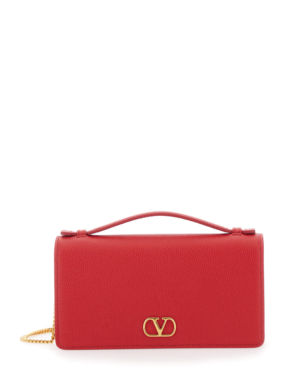 Valentino Garavani Women Wallet W/Strap | Vlogo Signature | Vit. Soft Grain/A.Brass Logo