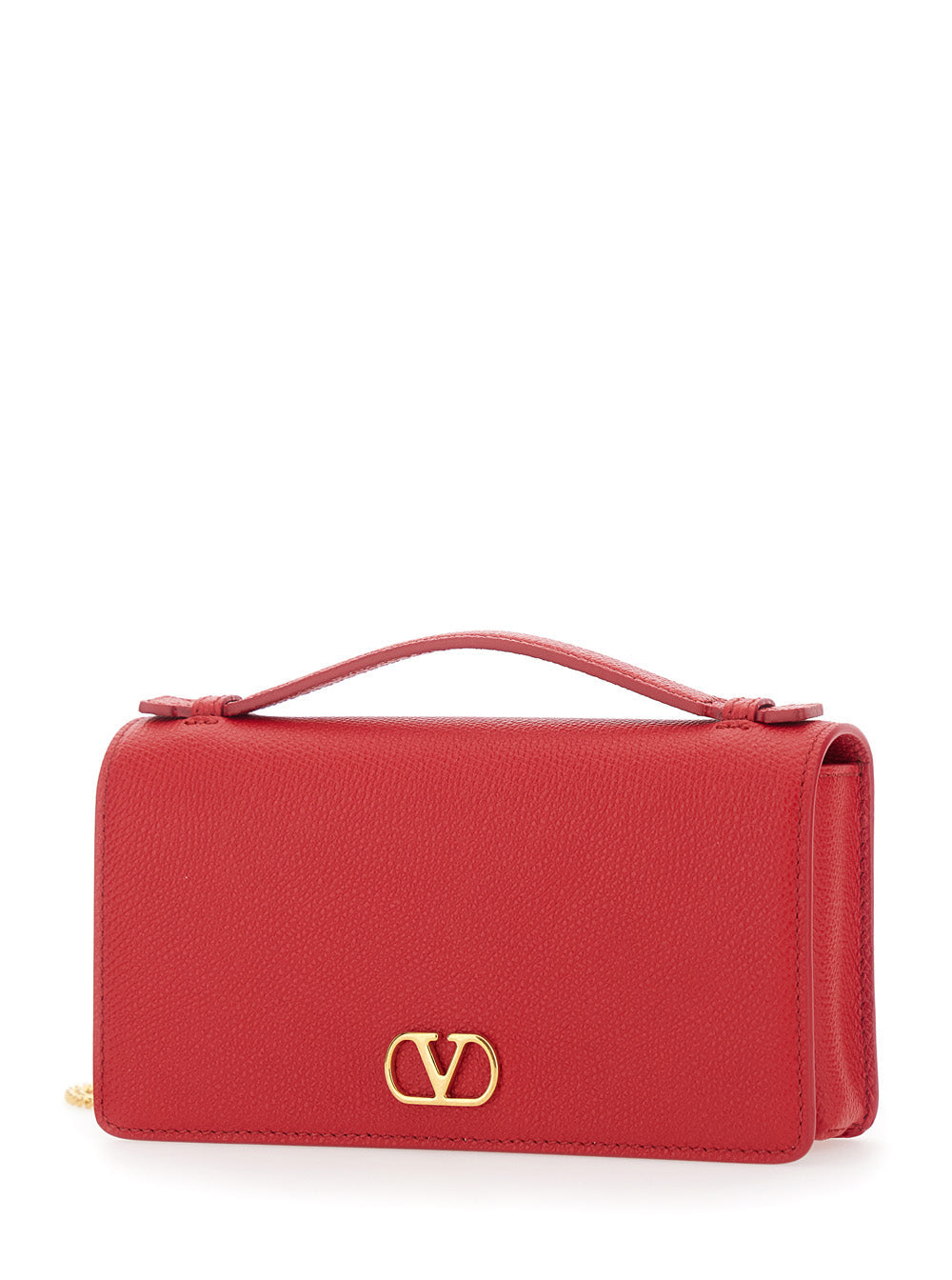 Valentino Garavani Women Wallet W/Strap | Vlogo Signature | Vit. Soft Grain/A.Brass Logo