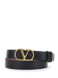 Valentino Garavani Women Belt H. 30 Reversibile | Vlogo Signature | Box Calf S./A.Light Gold Logo
