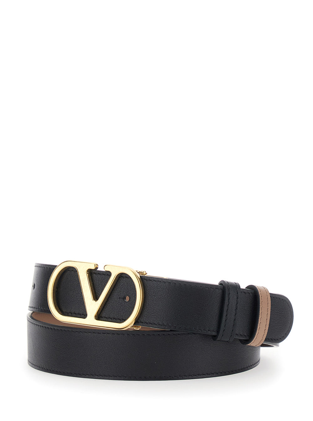 Valentino Garavani Women Belt H. 30 Reversibile | Vlogo Signature | Box Calf S./A.Light Gold Logo