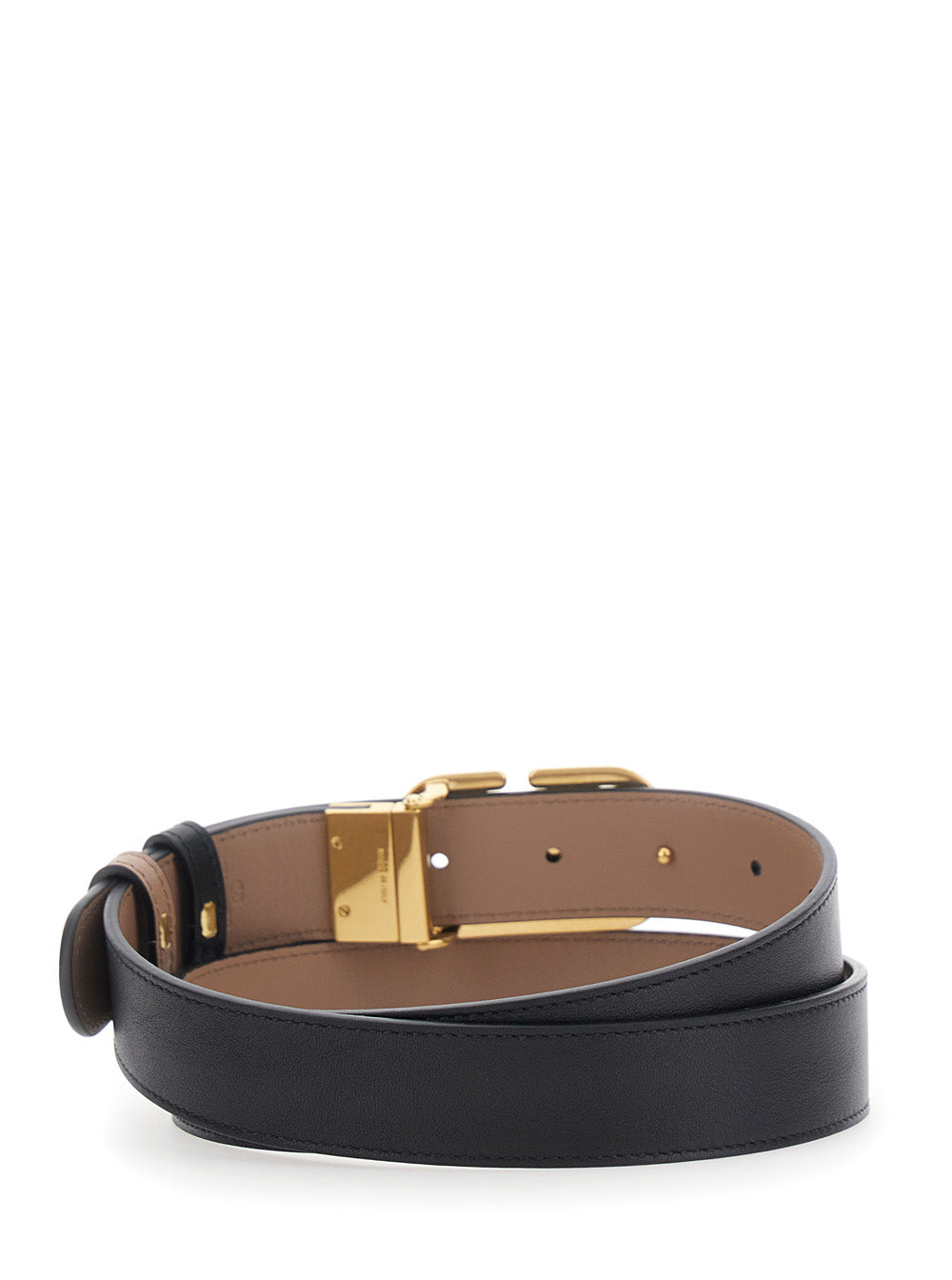 Valentino Garavani Women Belt H. 30 Reversibile | Vlogo Signature | Box Calf S./A.Light Gold Logo
