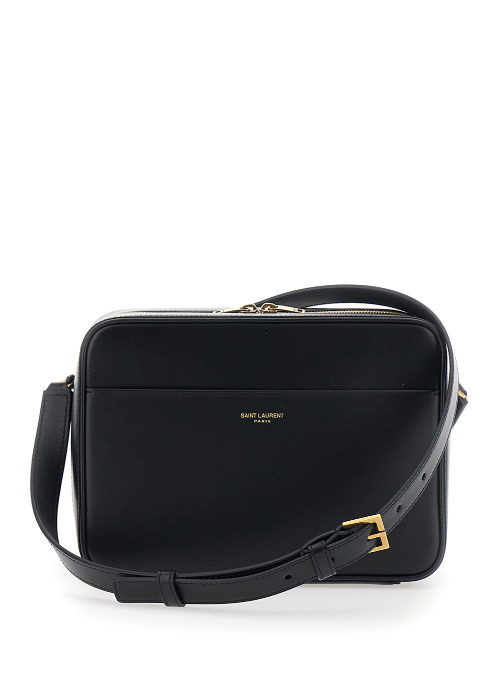 Saint Laurent Men Black Crossbody Bag With Adjustable And Removable Strap And Logo Lettering On The Front In Smooth Leather For Men