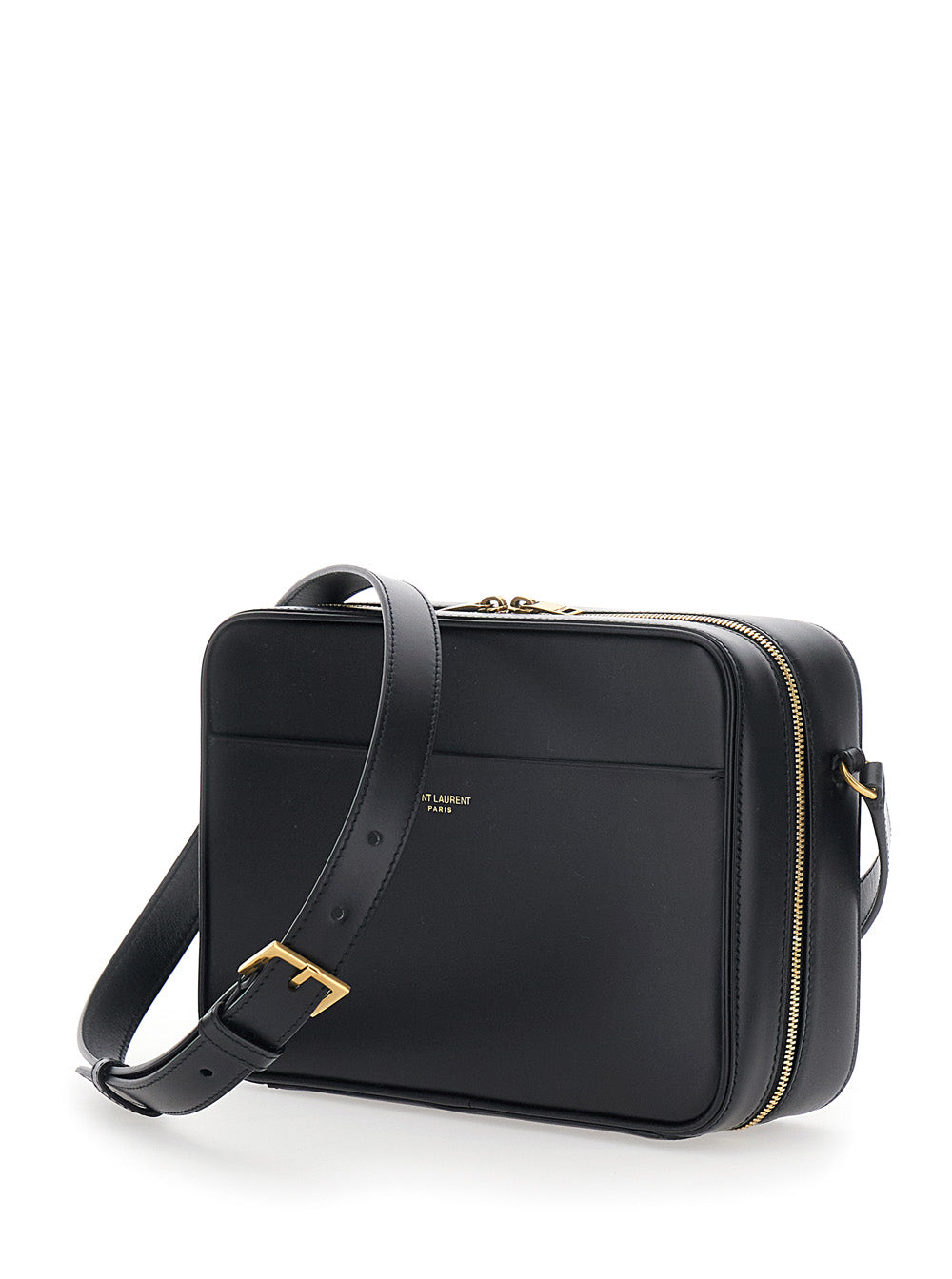 Saint Laurent Men Black Crossbody Bag With Adjustable And Removable Strap And Logo Lettering On The Front In Smooth Leather For Men