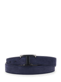 Tod's Men Reversible T Timeless Belt In Blue Suede Unisex