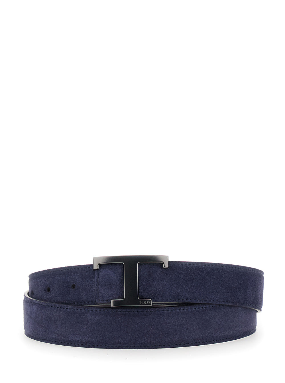 Tod's Men Reversible T Timeless Belt In Blue Suede Unisex
