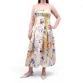 OSCAR DE LA RENTA ABSTRACT BRUSHSTROKE SILK LINED TANK DRESS - SIZE 10