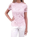 OSCAR DE LA RENTA BABY PINK EYELET SHORT SLEEVE BLOUSE - SIZE 0
