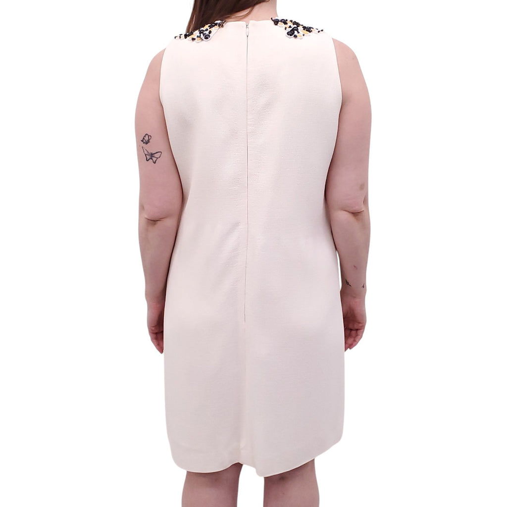 ANDREW GN CREAM DRESS WITH YELLOW AND BLACK BEADING - SIZE 42