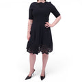 OSCAR DE LA RENTA BLACK DRESS WITH EYELET HEM DETAIL - SIZE L