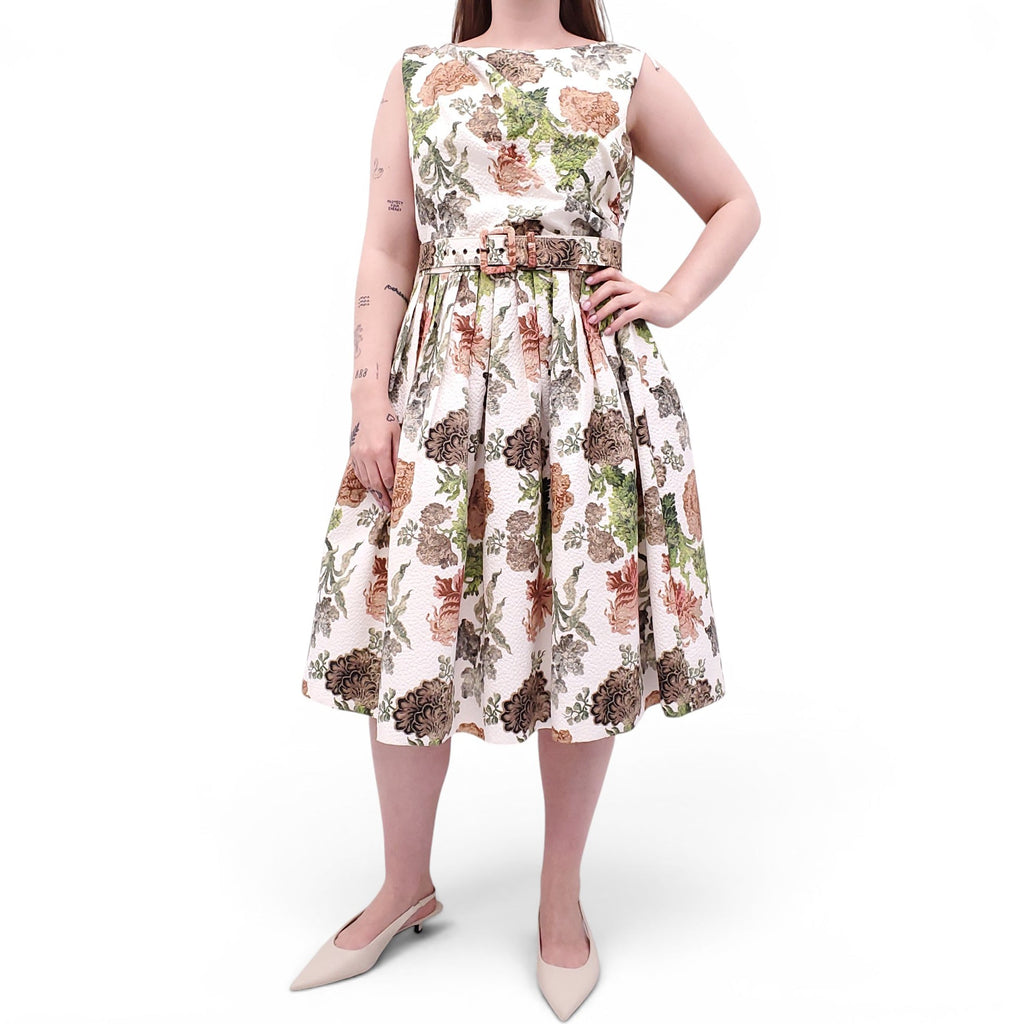 ANDREW GN FLORAL DRESS WITH BELT - SIZE 44