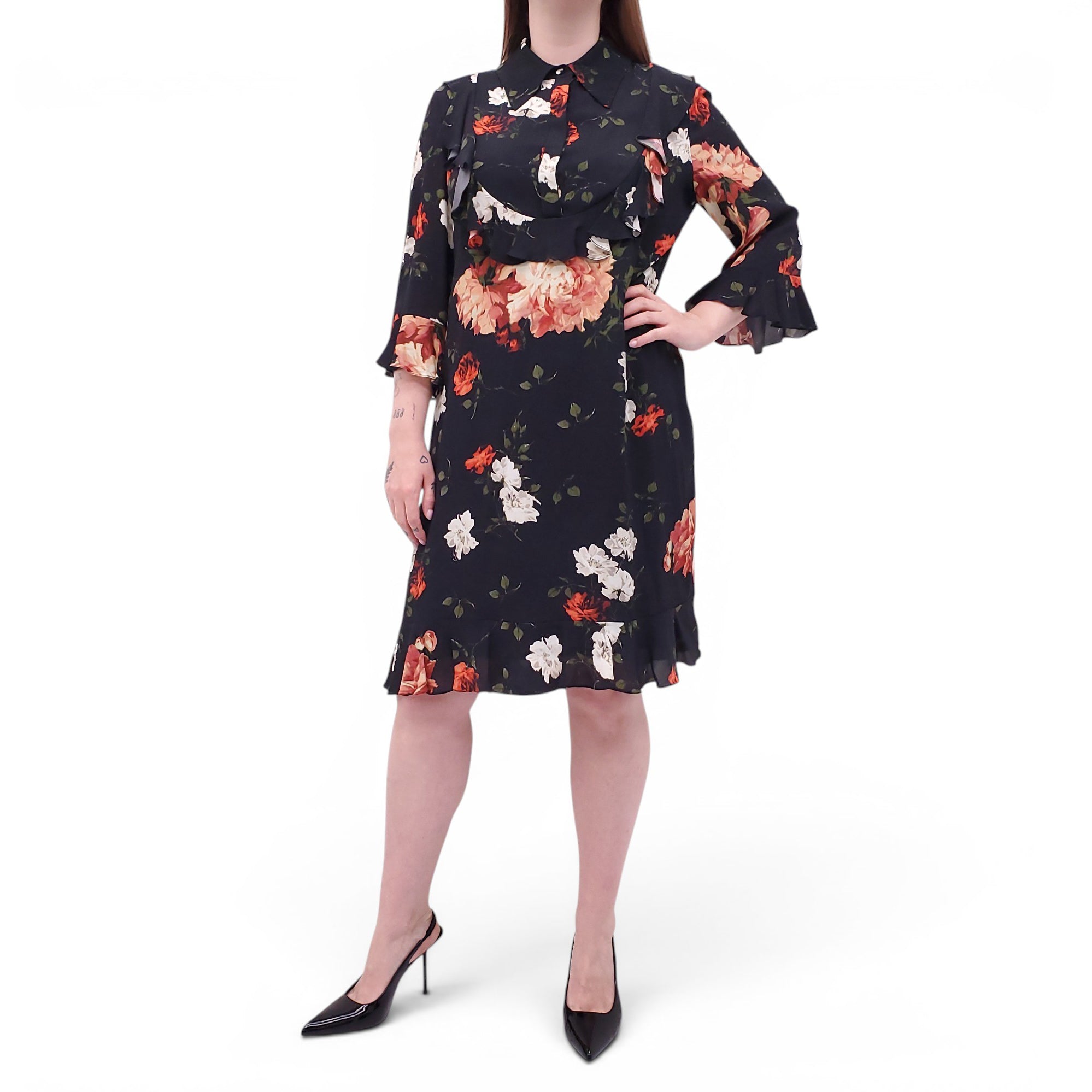 ERDEM FLORAL SILK DRESS - SIZE 10