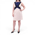 EMILIO PUCCI CREAM, BLUE AND BLACK DRESS - SIZE 14