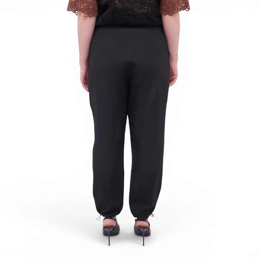 FABIANA FILIPPI BLACK TROUSERS WITH ELASTIC DETAIL AT BOTTOM - SIZE 46