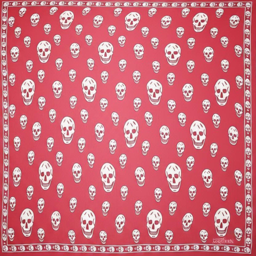 ALEXANDER MCQUEEN RED SKULL PATTERNED SCARF