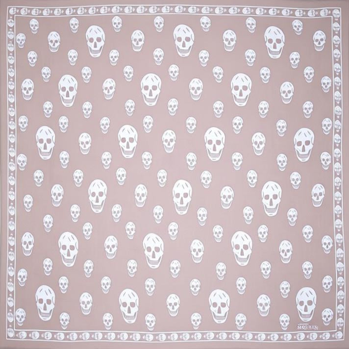 ALEXANDER MCQUEEN TAUPE SKULL PATTERNED SCARF