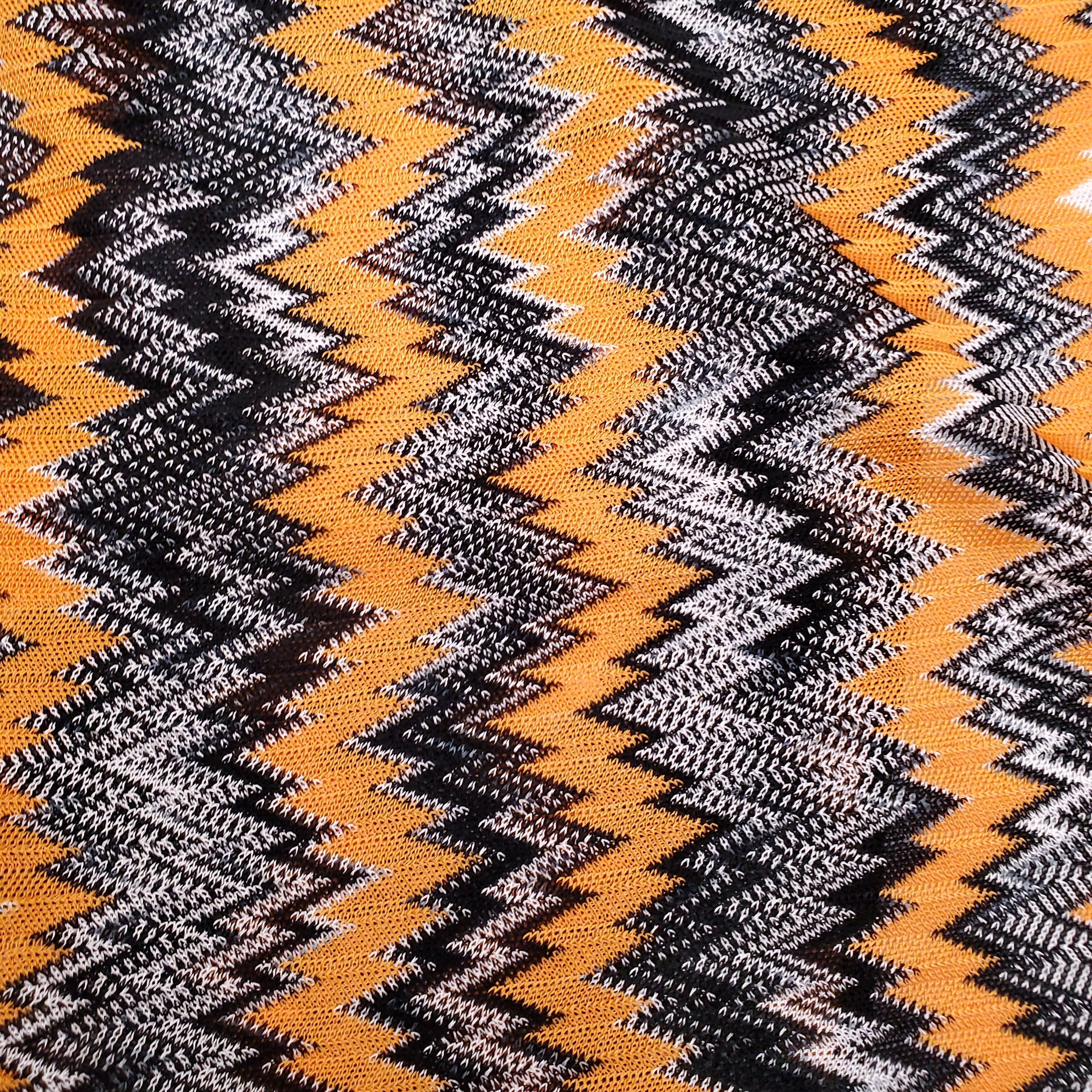 MISSONI BLACK AND ORANGE CHEVRON KNIT SCARF