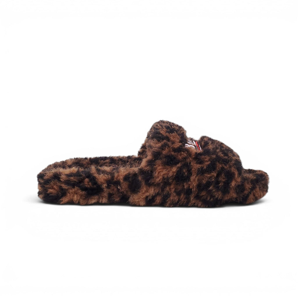 BALENCIAGA LEOPARD SHEARLING COZY SLIDES - SIZE 39