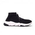 BALENCIAGA BLACK AND WHITE KNIT LACE-UP SNEAKERS - SIZE 42