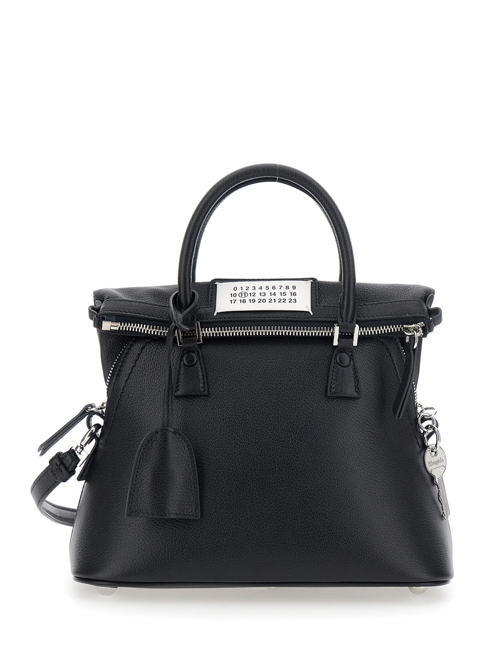 Maison Margiela Women Handbag With Applied Logo Patch And Keys On The Side In Black Leather For Women