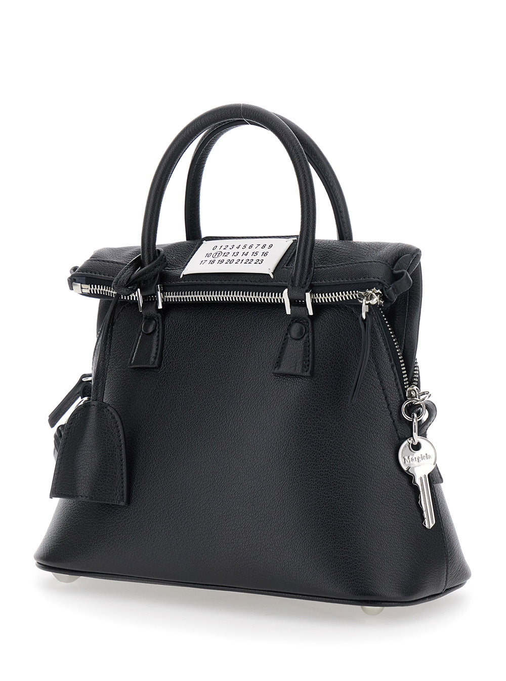 Maison Margiela Women Handbag With Applied Logo Patch And Keys On The Side In Black Leather For Women