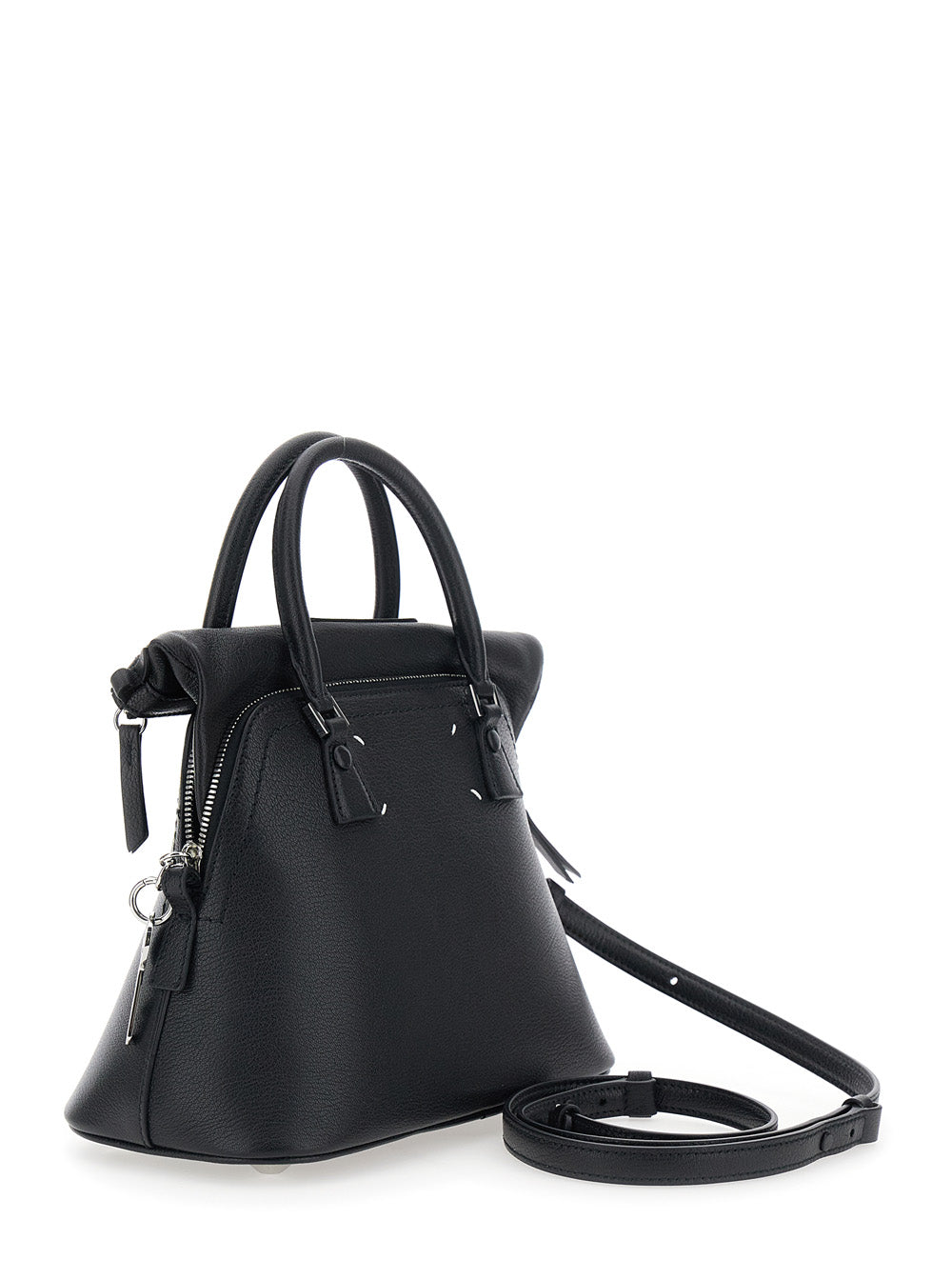 Maison Margiela Women Handbag With Applied Logo Patch And Keys On The Side In Black Leather For Women