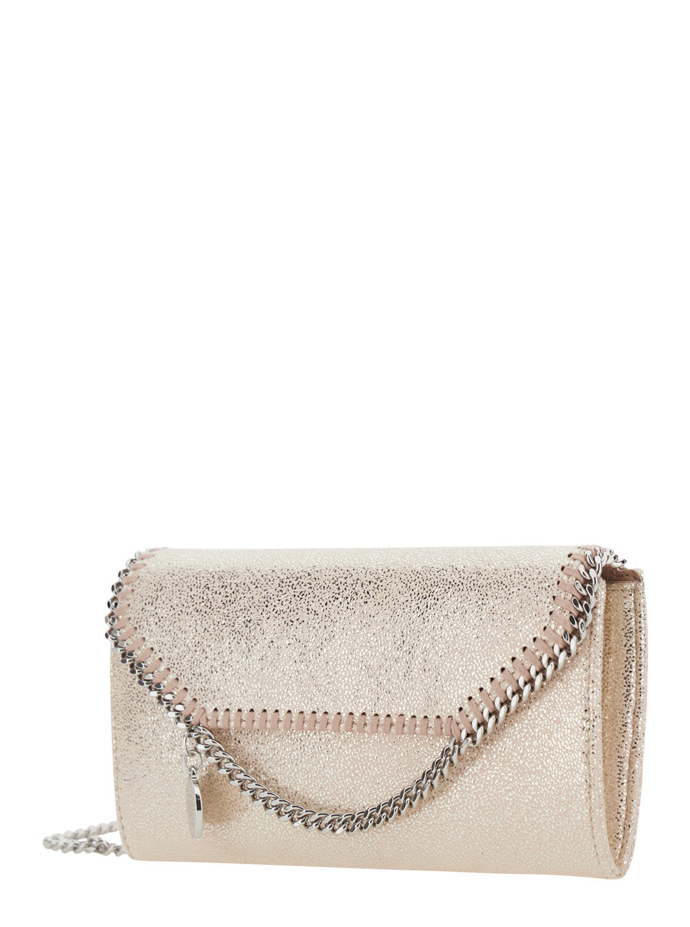 Stella Mccartney Women Falabella Wallet With Eco Shiny Chain In Pink Polyester For Women