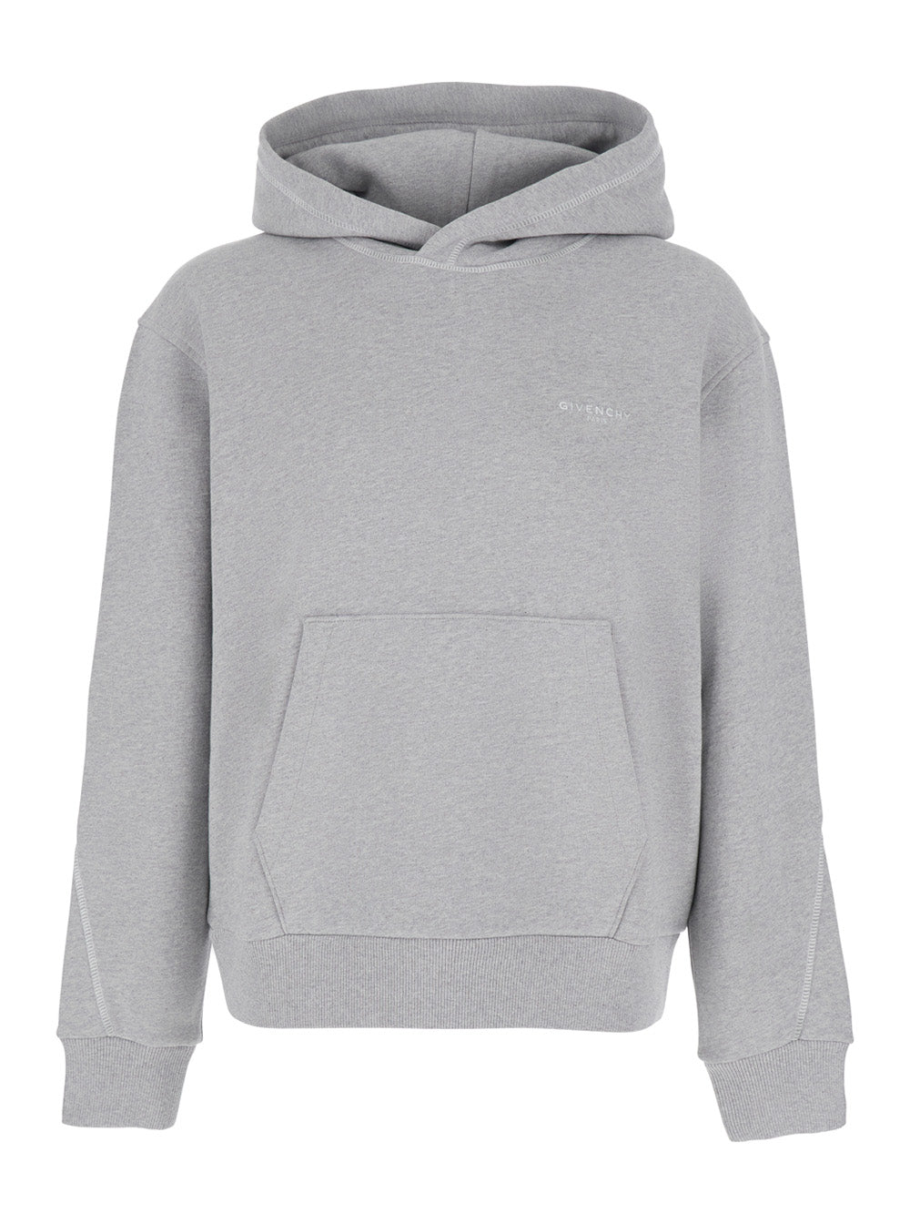 Givenchy Men Grey Hooded Sweatshirt With Logo Lettering Usl Front In Cotton Man