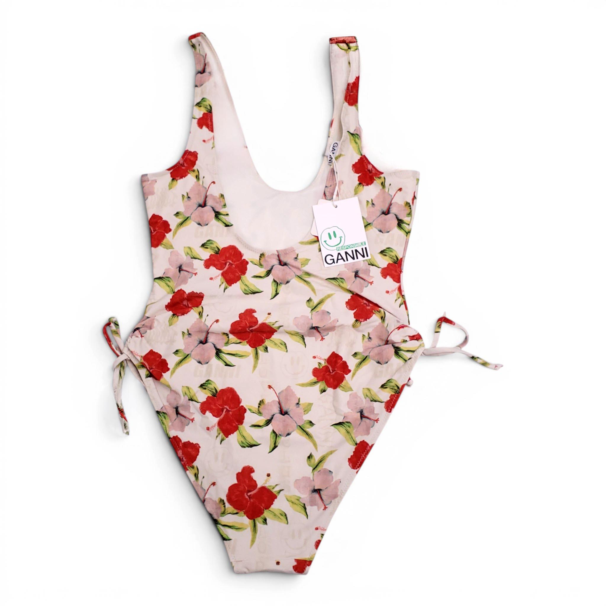 GANNI HAWAII GRAPHIC FLORAL ONE-PIECE SWIMSUIT - SIZE 38