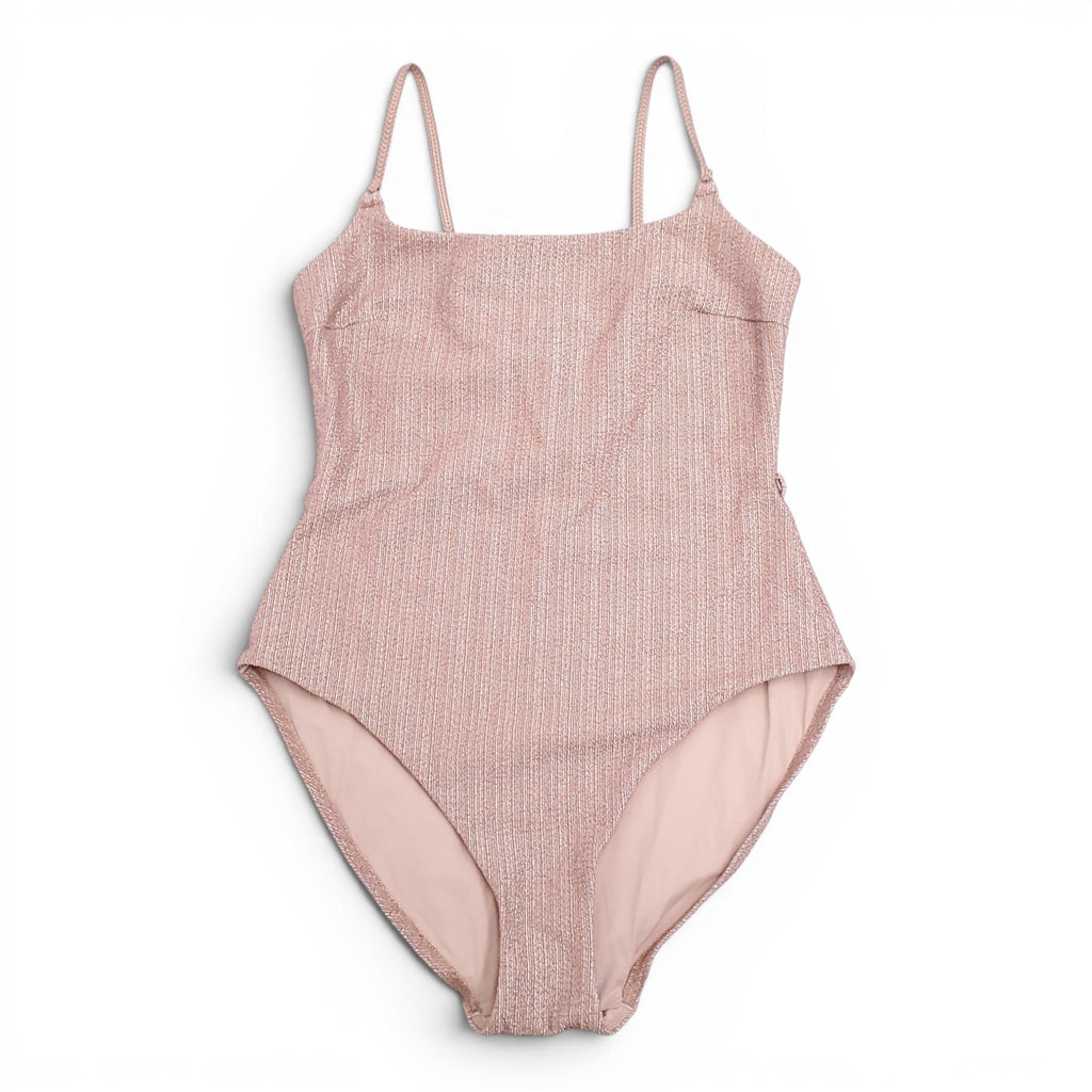 ZIMMERMANN TAUPE METALLIC 'SEPARATES TEXTURE SCOOP' ONE-PIECE SWIMSUIT - SIZE 2 (US 8)