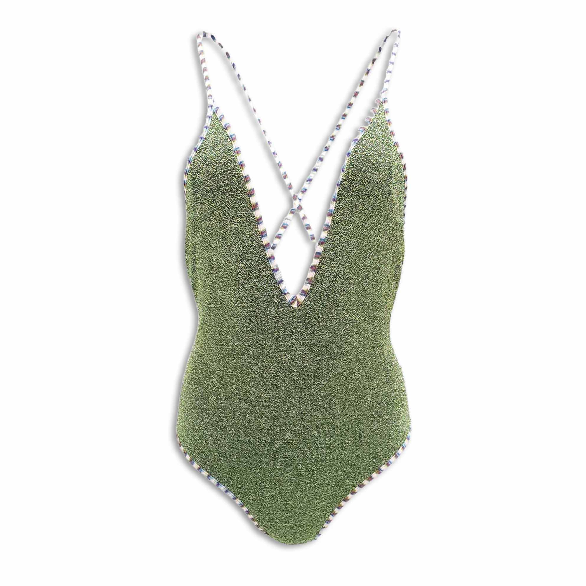 MISSONI GREEN METALLIC ONE-PIECE SWIMSUIT - SIZE 42