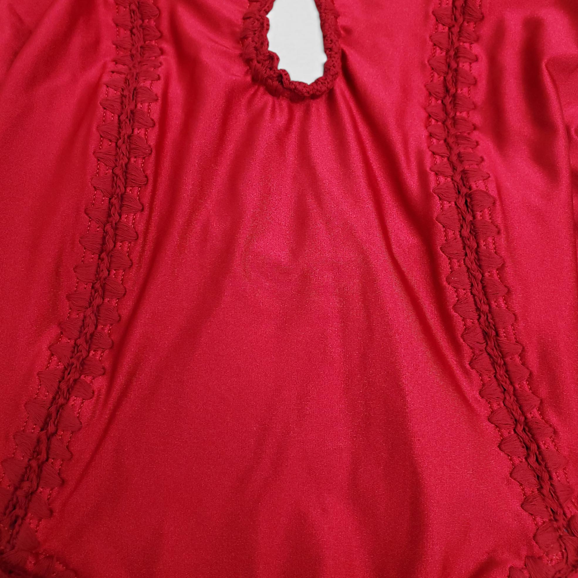 ZIMMERMANN RED 'LYRE KEYHOLE CROCHET' ONE-PIECE SWIMSUIT - SIZE 1 (US 6)