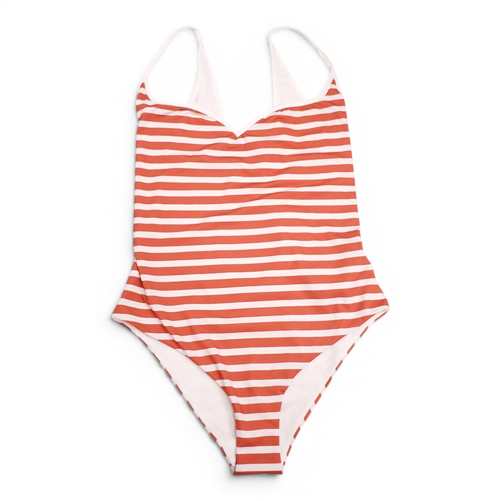 JOHANNA ORTIZ PAPAYA ORANGE STRIPED ONE-PIECE SWIMSUIT - SIZE XS
