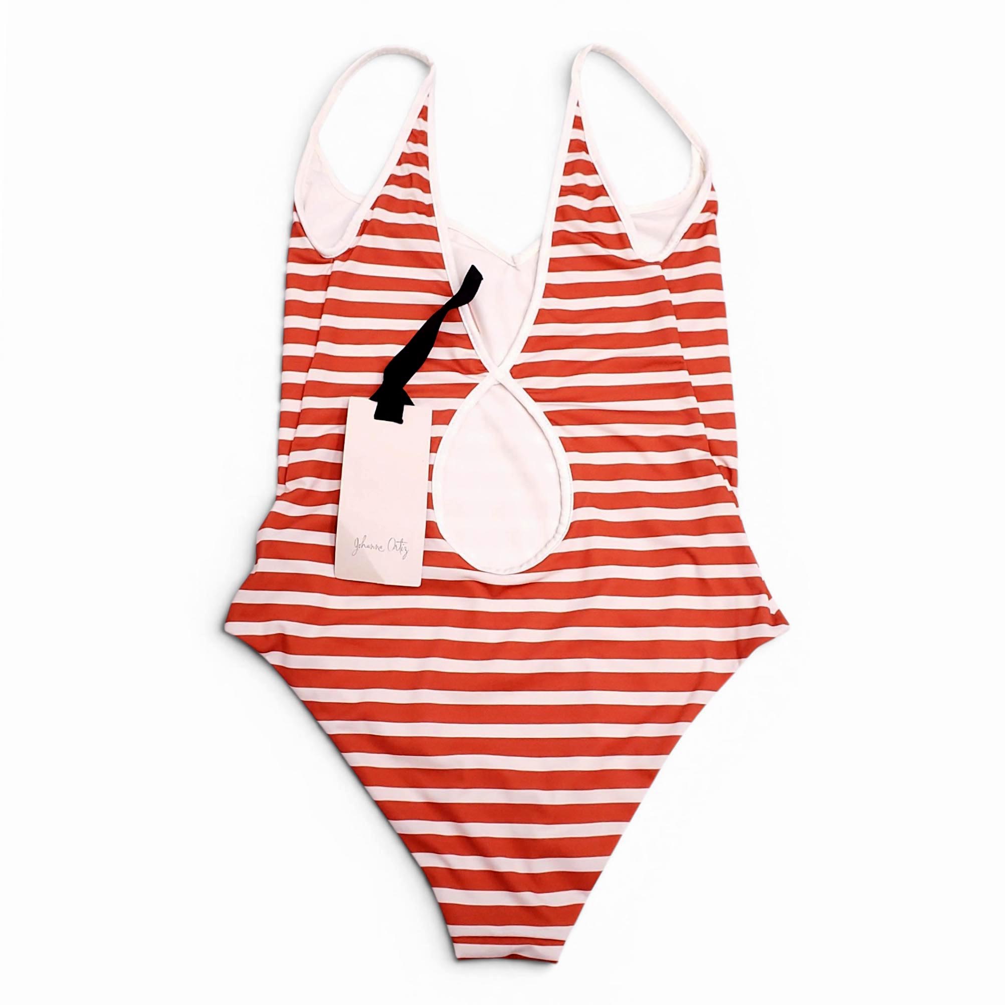 JOHANNA ORTIZ PAPAYA ORANGE STRIPED ONE-PIECE SWIMSUIT - SIZE XS