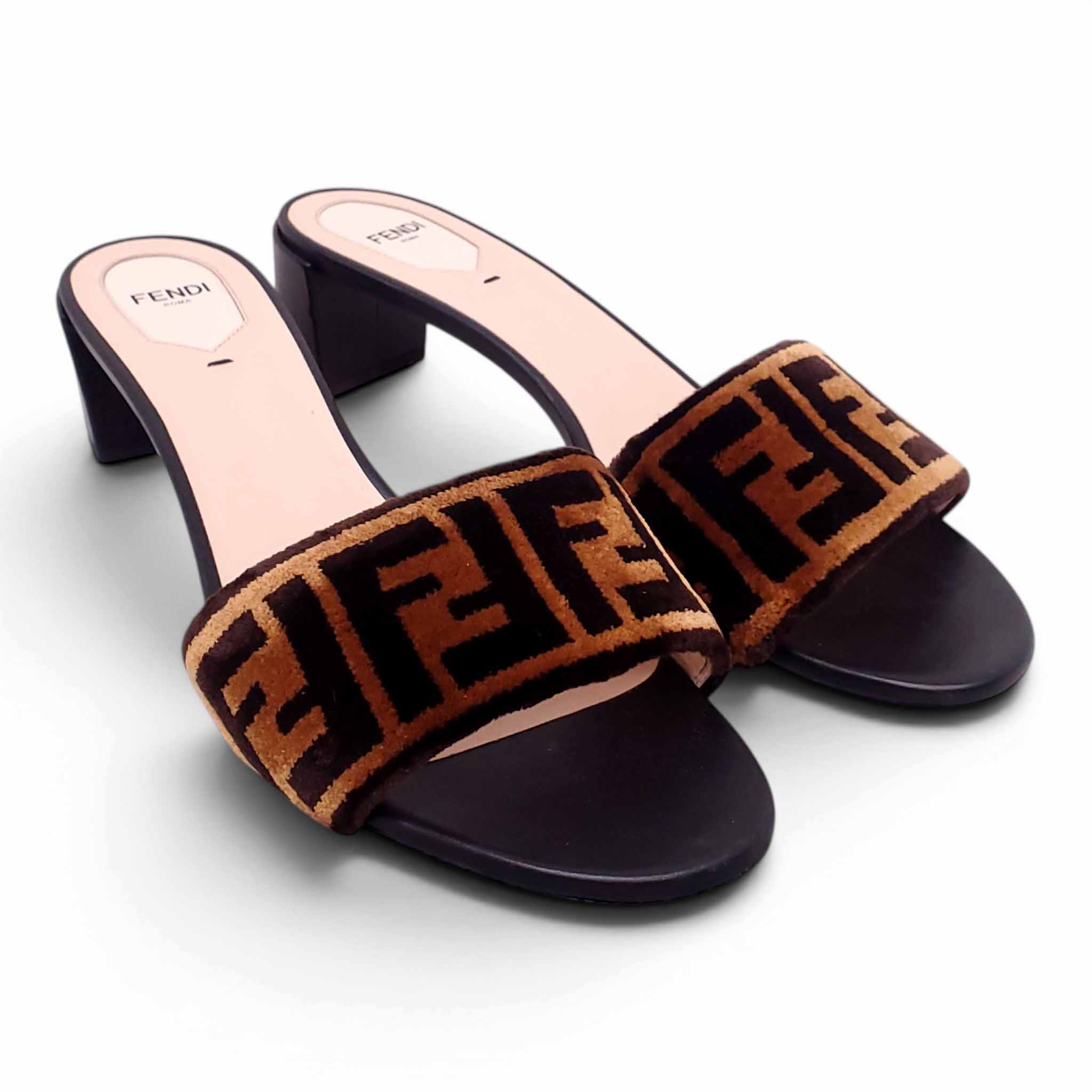 FENDI MONOGRAM LOGO MULES - SIZE 41